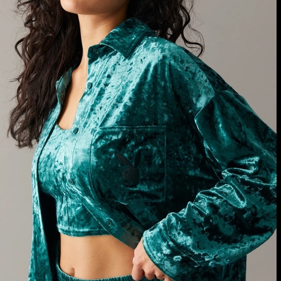 Brand NEW NWT Ladies Playboy Purple Crushed Velour Shacket velvet soft feel top - Picture 17 of 17